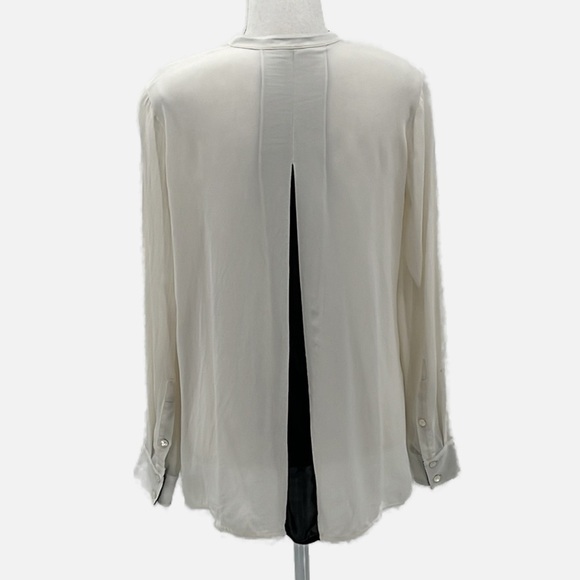 Vince 100% Silk Color Tipped Long Sleeve Blouse - Size XS - Picture 3 of 6